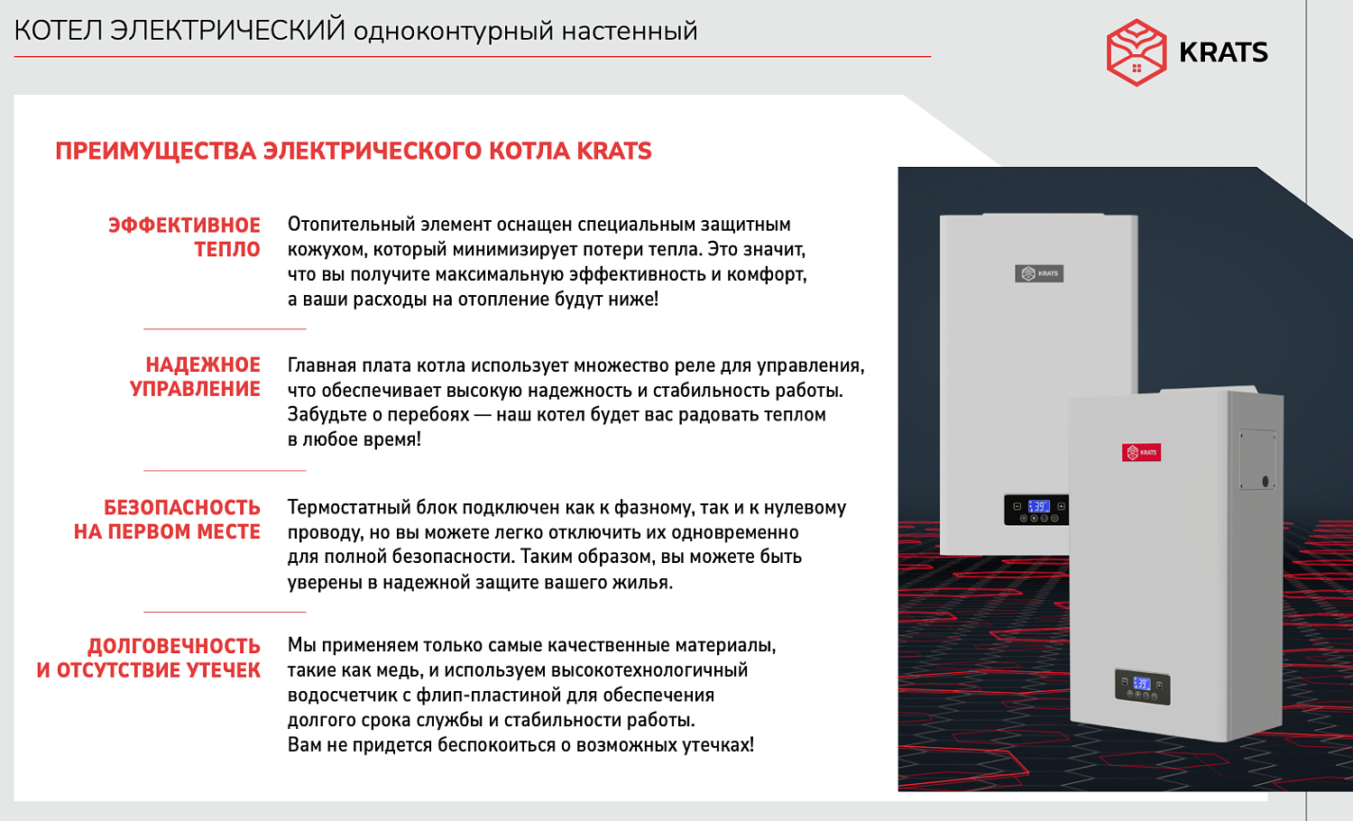 Отопительный котел KRATS 24кВТ настенный Wi-Fi